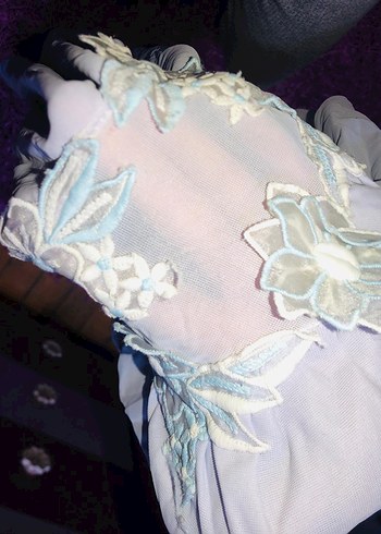 Göbek dekolteli Nakışlı Uzun Bohem Kadın Elbise - Görsel 5