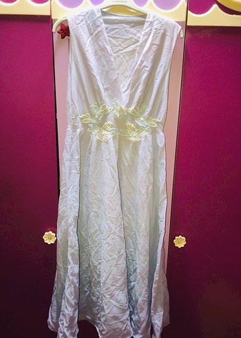 Göbek dekolteli Nakışlı Uzun Bohem Kadın Elbise - Görsel 3