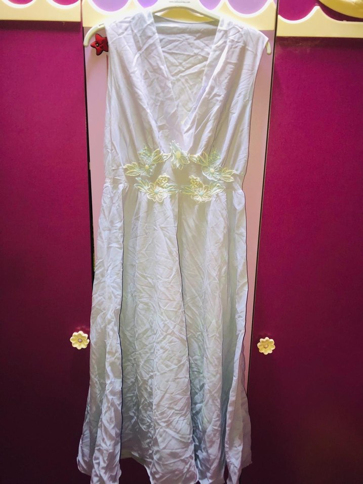 Göbek dekolteli Nakışlı Uzun Bohem Kadın Elbise - Görsel 3