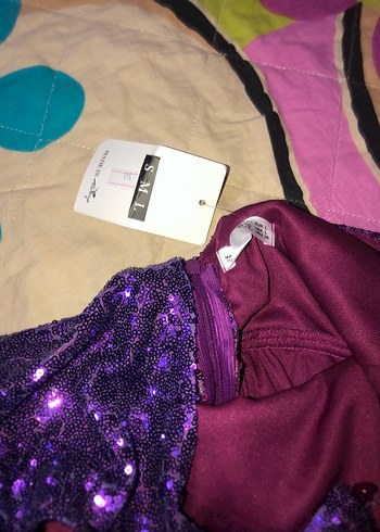 Mor Parlak Tasarımlı elbise - Görsel 8