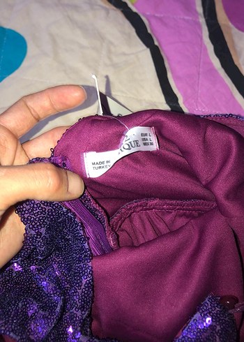 Mor Parlak Tasarımlı elbise - Görsel 7