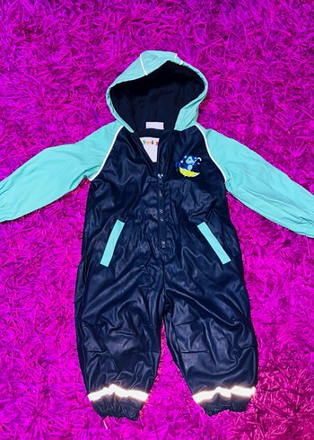 Yağmurluk Astronot Erkek Bebek Mavi Kapüşonlu Tulum - Görsel 2