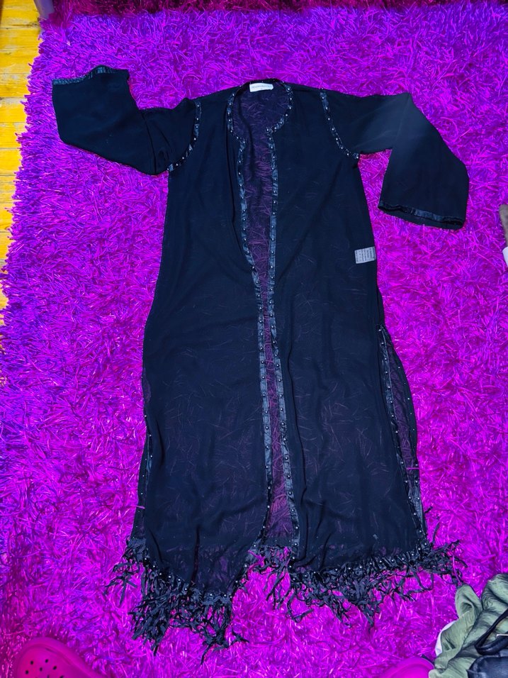 Tül Uzun Gotik Bağlama Desenli Kadın çeket - Görsel 2