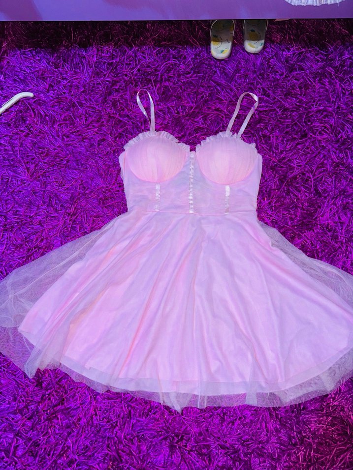 Dantel Detaylı Pembe Midi Abiye - Görsel 5