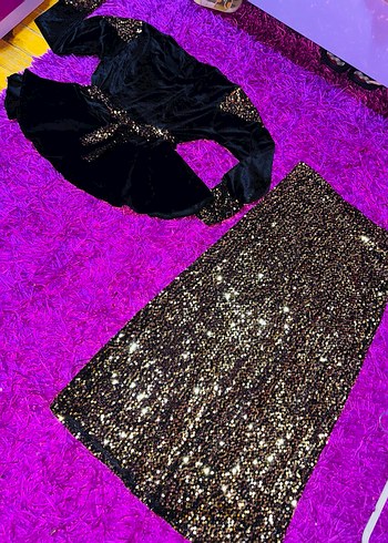 Mor Payetli Uzun Kadın Abiye Elbise - Görsel 5