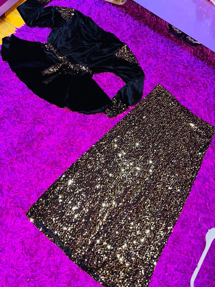 Mor Payetli Uzun Kadın Abiye Elbise - Görsel 4