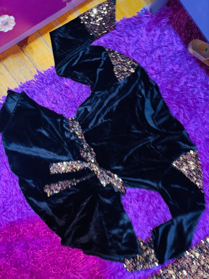 Mor Payetli Uzun Kadın Abiye Elbise - Görsel 2