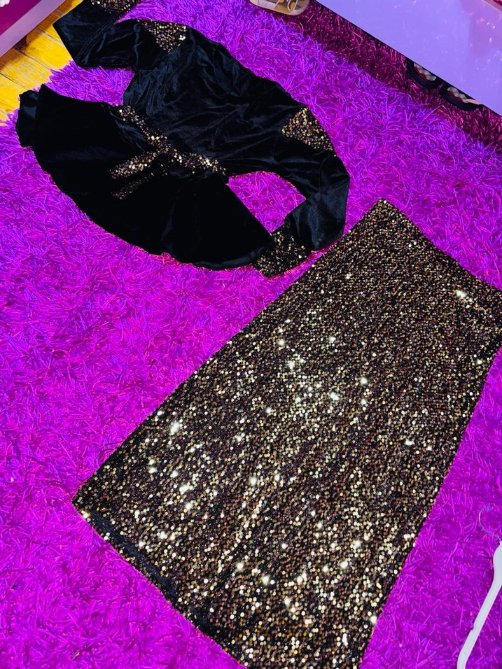 Mor Payetli Uzun Kadın Abiye Elbise - Görsel 5