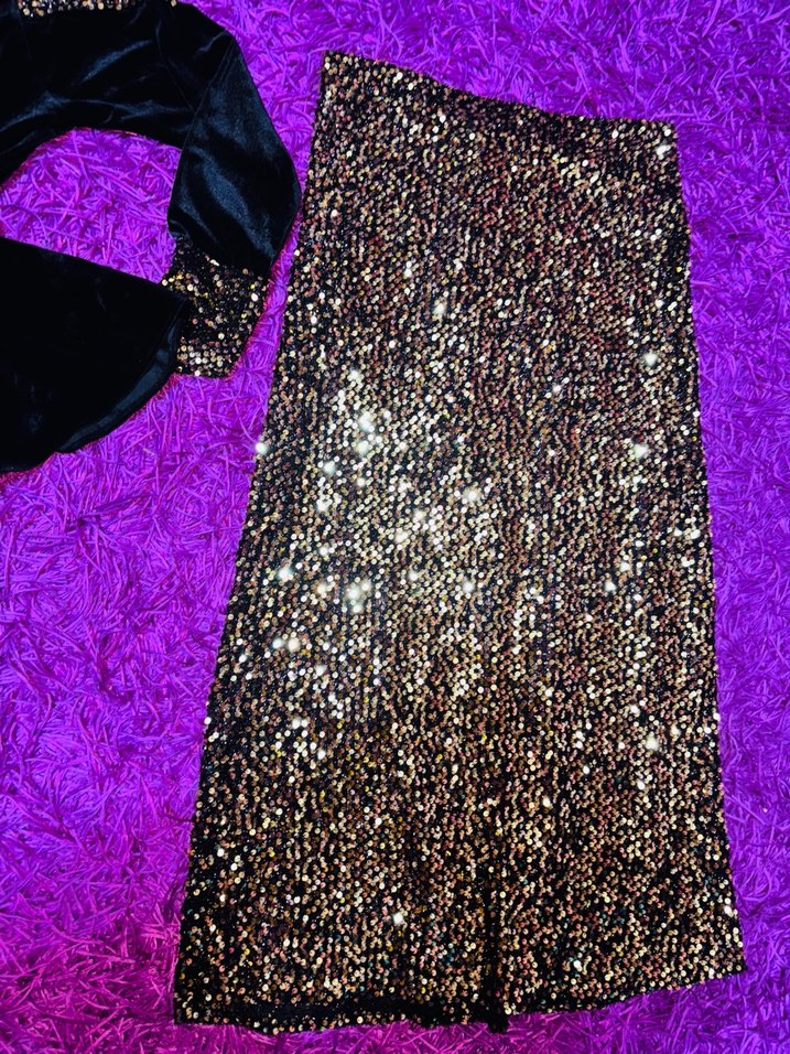 Mor Payetli Uzun Kadın Abiye Elbise - Görsel 3