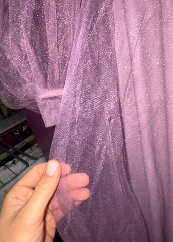 Mor Uzun Kollu Drapeli Kadın Elbise - Görsel 3