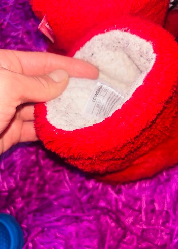 Kız Çocukları İçin Kırmızı Nakışlı Sıcak Ev Terliği - Görsel 5