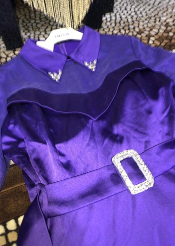 Uzun Mor Gotik Kadın Elbise - Görsel 4