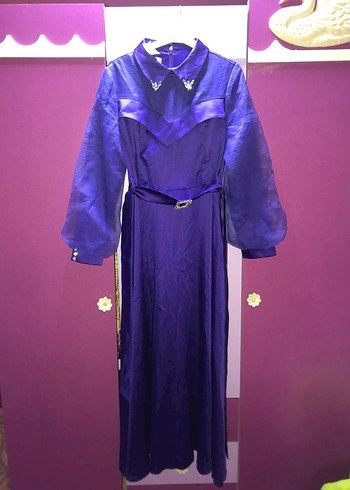 Uzun Mor Gotik Kadın Elbise - Görsel 7