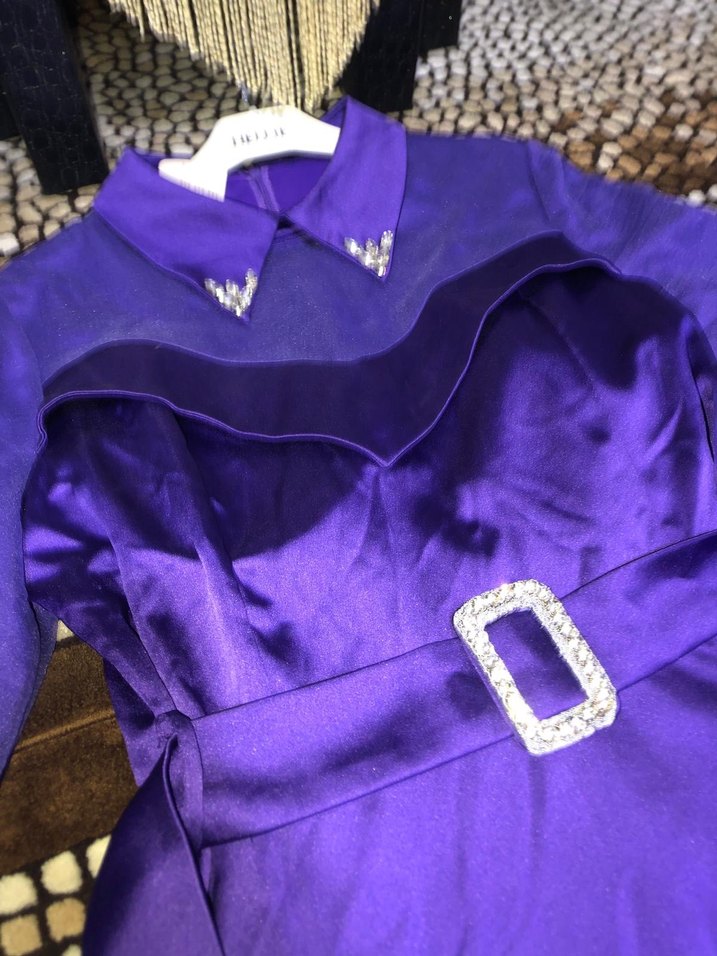 Uzun Mor Gotik Kadın Elbise - Görsel 4