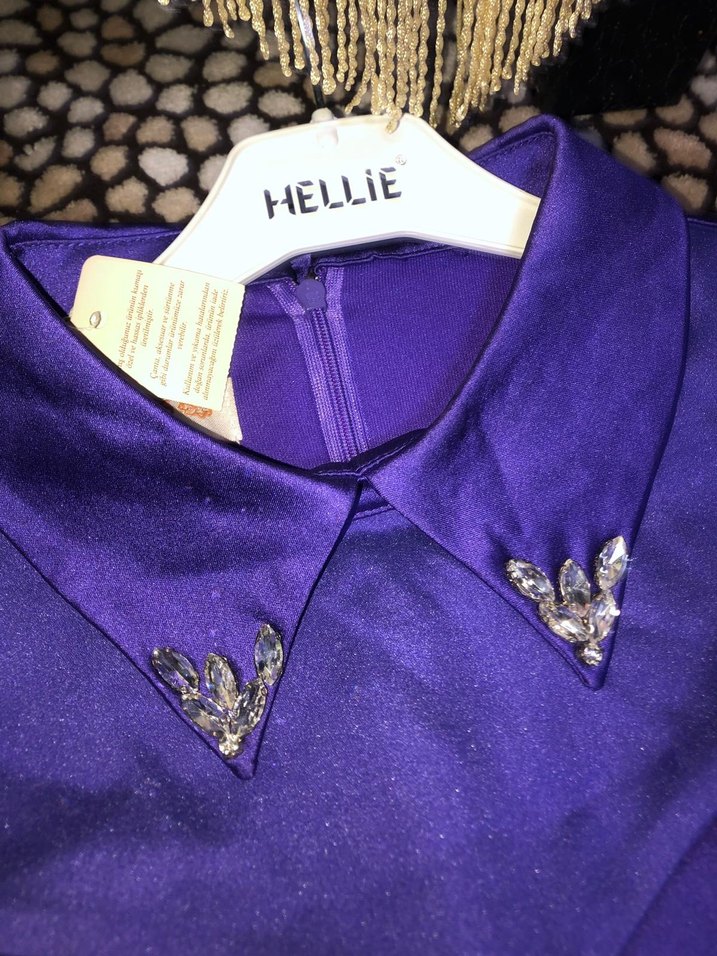 Uzun Mor Gotik Kadın Elbise - Görsel 3