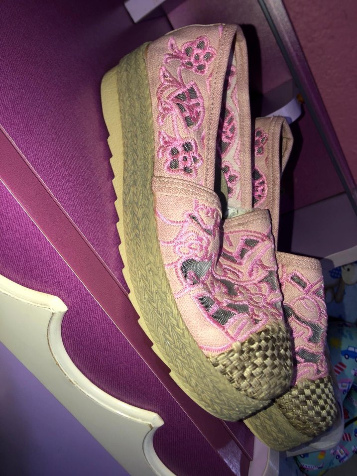 Pembe Nakışlı Bohem Kadın Dolgu Topuk Espadril - Görsel 3