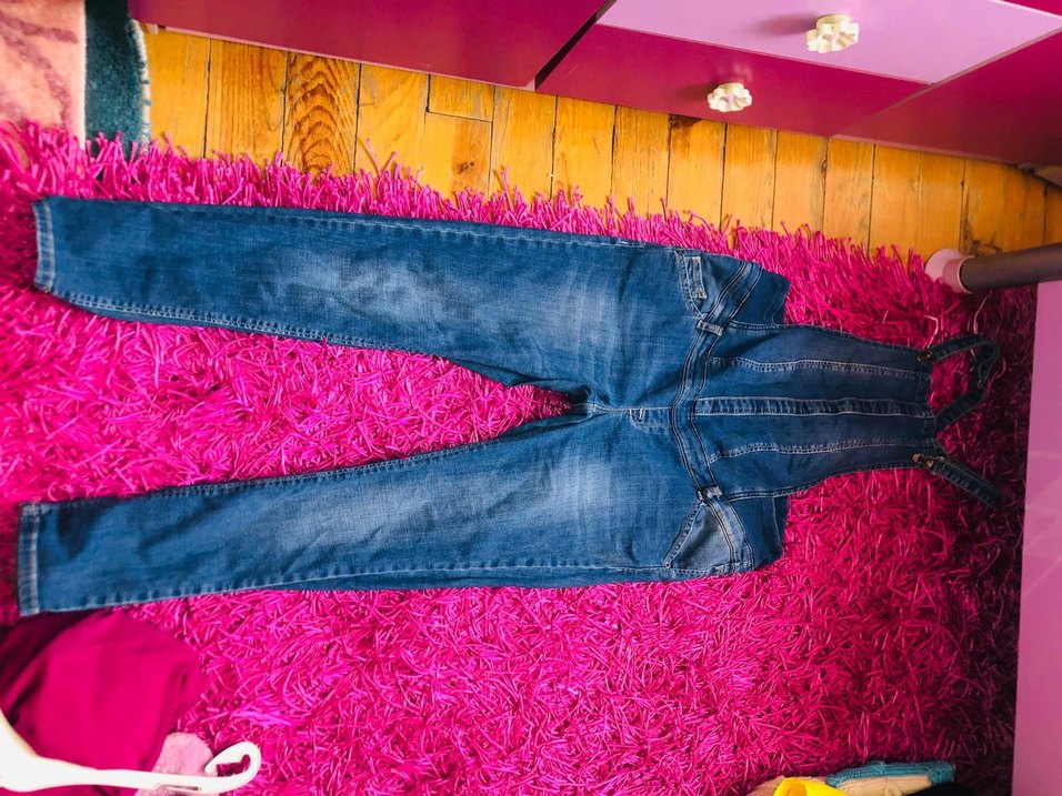 Hamile  Mavi Denim Askılı Tulum - Görsel 2