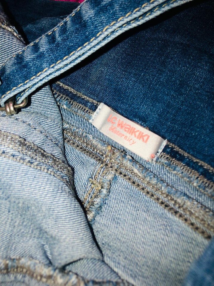 Hamile  Mavi Denim Askılı Tulum - Görsel 3