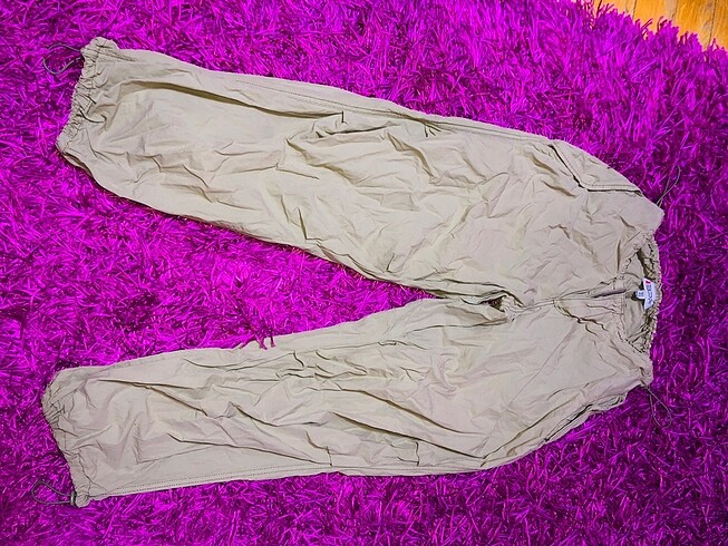 m Beden Paraşüt kumaş lastikli kargo pantalon