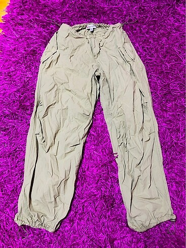 Paraşüt kumaş lastikli kargo pantalon