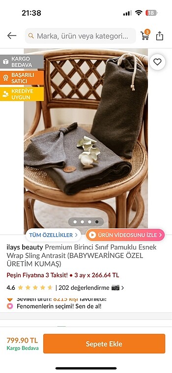  Beden Pamuklu wrap sling