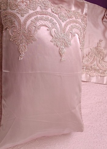 Pembe Düz Renk Yatak Örtüsü fıransız pike takımı - Görsel 5