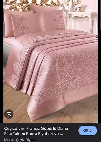 Pembe Düz Renk Yatak Örtüsü fıransız pike takımı - Görsel 8