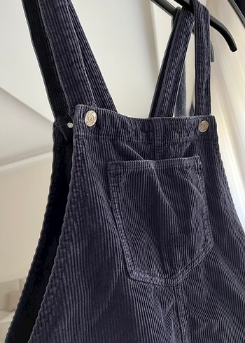 Kadife Kısa Bahçıvan Salopet Elbise - Görsel 4