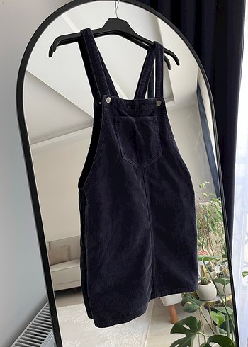 Kadife Kısa Bahçıvan Salopet Elbise - Görsel 2