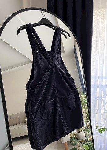 Kadife Kısa Bahçıvan Salopet Elbise - Görsel 3