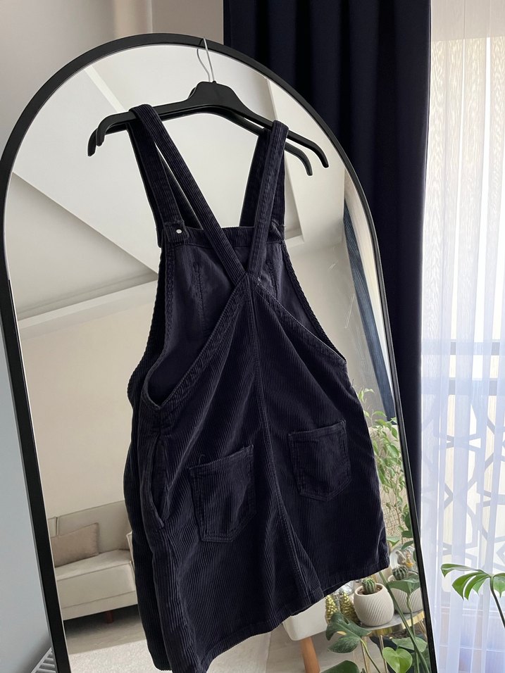 Kadife Kısa Bahçıvan Salopet Elbise - Görsel 3