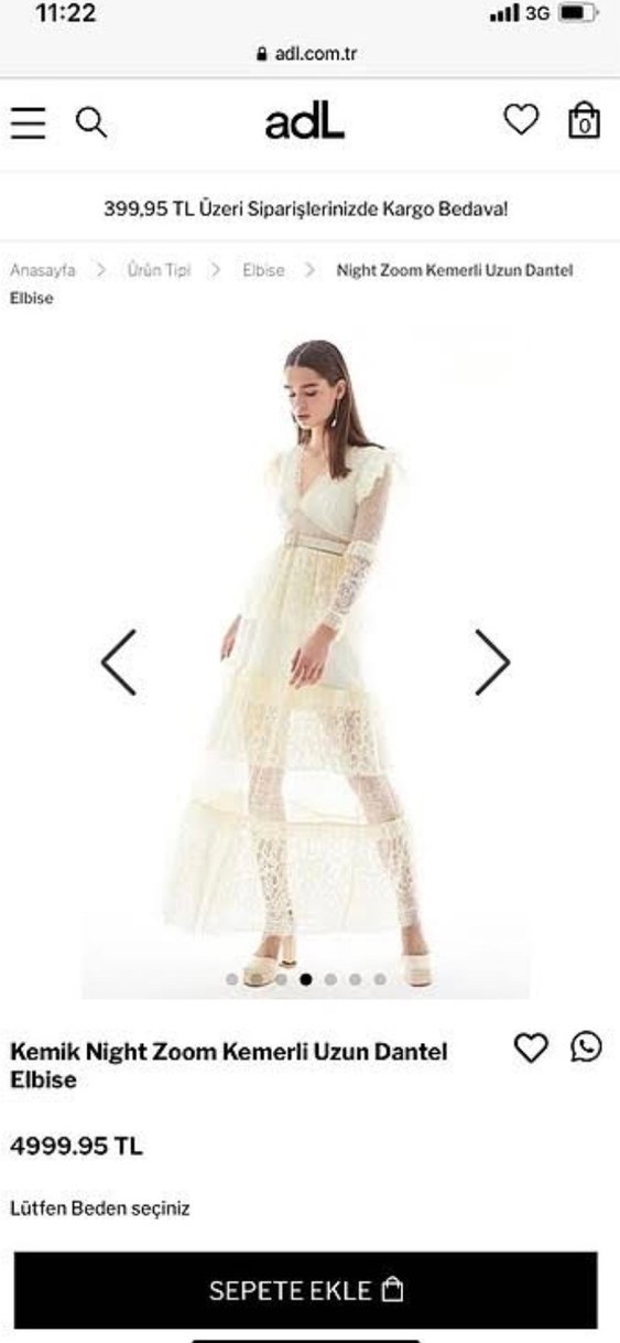 ADL Dantel İşlemeli Bohem Uzun Krem Tasarım Elbise - Görsel 5