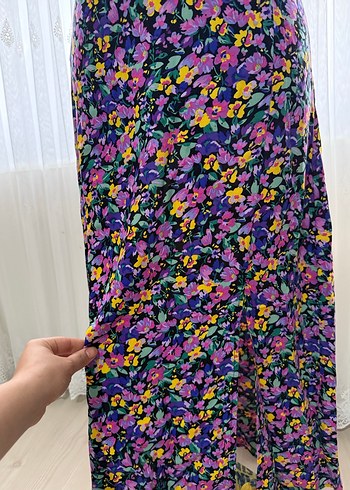 m Beden Çiçek Desenli Uzun Askılı Bohem Elbise
