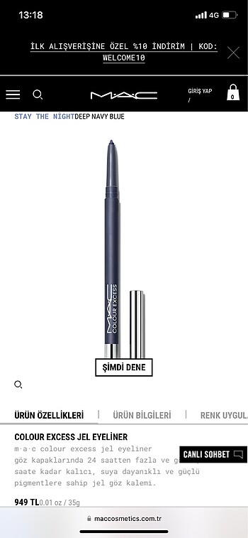  Beden mac jel eyeliner