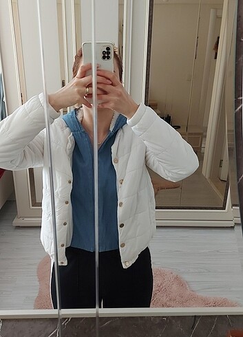 xs Beden beyaz Renk Koton Mont