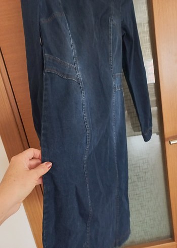 Koton Lacivert Kadın ligralı Kot Midi Elbise