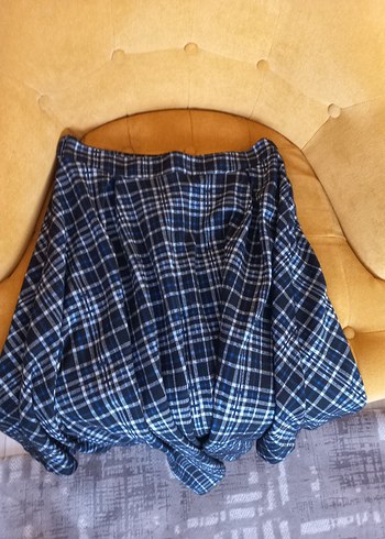 Dökümlü Mavi Ekose Hamile Midi Etek - Görsel 8