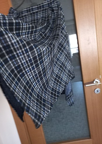 Dökümlü Mavi Ekose Hamile Midi Etek - Görsel 3