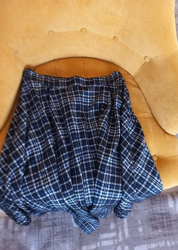 Dökümlü Mavi Ekose Hamile Midi Etek - Görsel 9