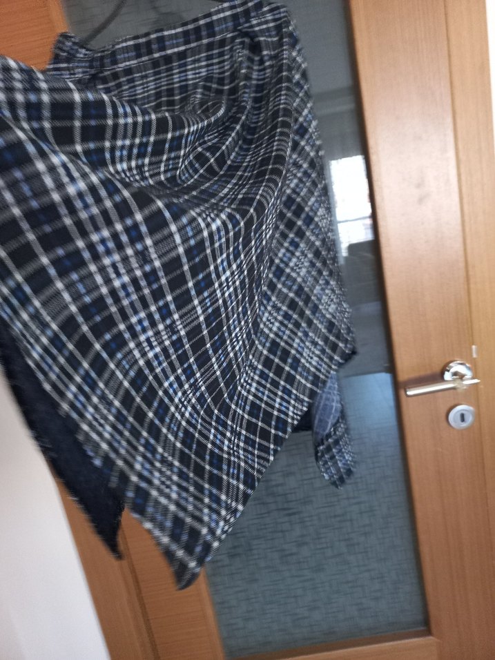 Dökümlü Mavi Ekose Hamile Midi Etek - Görsel 3