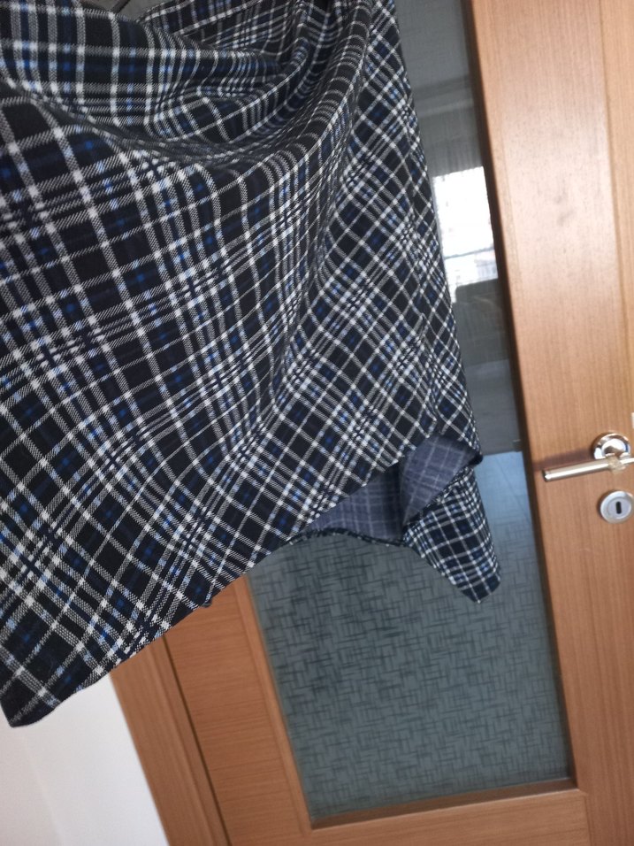 Dökümlü Mavi Ekose Hamile Midi Etek - Görsel 4