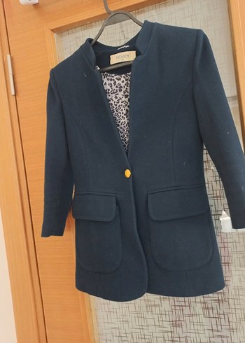 s Beden mavi Renk Lacivert Kadın Midi Boy Düğmeli Blazer