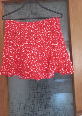 Koton Kırmızı Mini Etek, Fırfırlı, Bol Kesim
