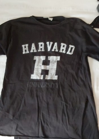 Siyah Harvard Baskılı Kadın Tişört