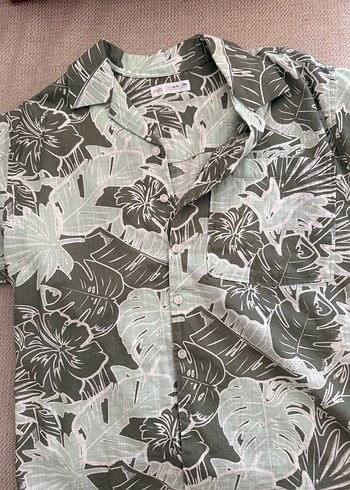Zara Zara Yeşil Desenli Kısa Kollu Gömlek