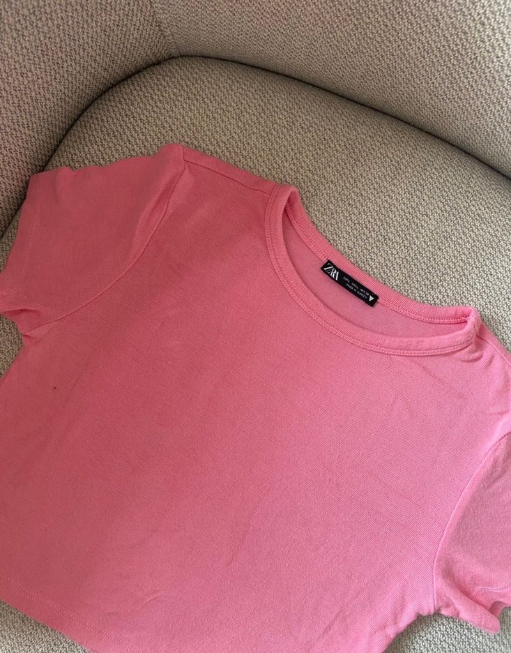 Zara Pembe Kısa Kollu Mini Tişört - Görsel 4