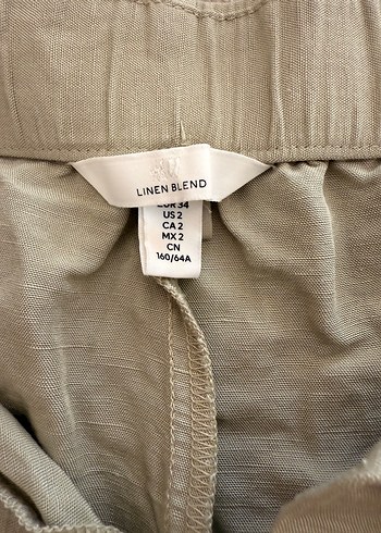 xs Beden H&M Yeşil Keten Kadın Mini Rahat Kesim Şort