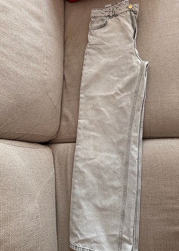 36 Beden Zara Gri Regular Fit Midi Kadın Kot Pantolon
