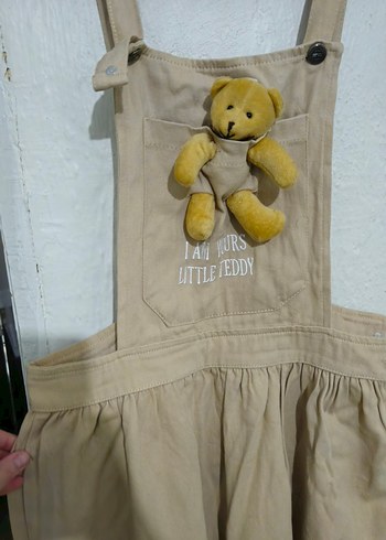 Bej Midi Hamile Elbisesi, Ayicikli Salopet - Görsel 3