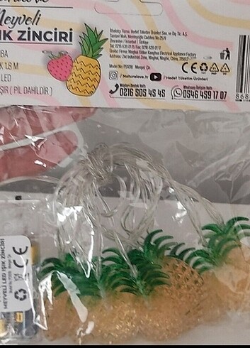  Beden sarı Renk Naturalove Meyveli LED Işık Zincir Ananas